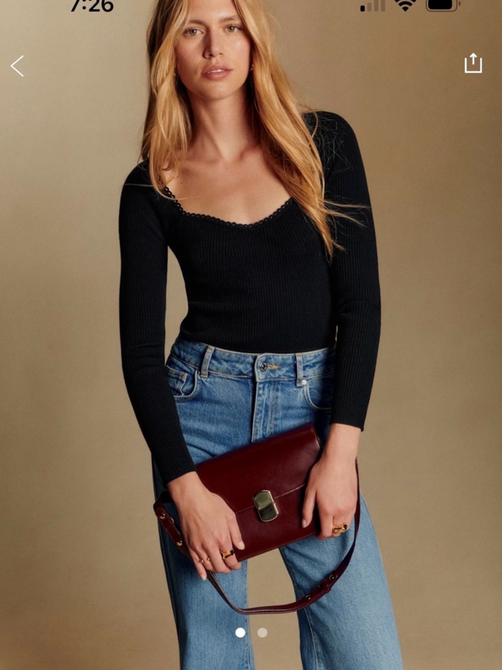 Sezane Maha Wool and Cotton Long Sleeve Jumper in Black - Size S